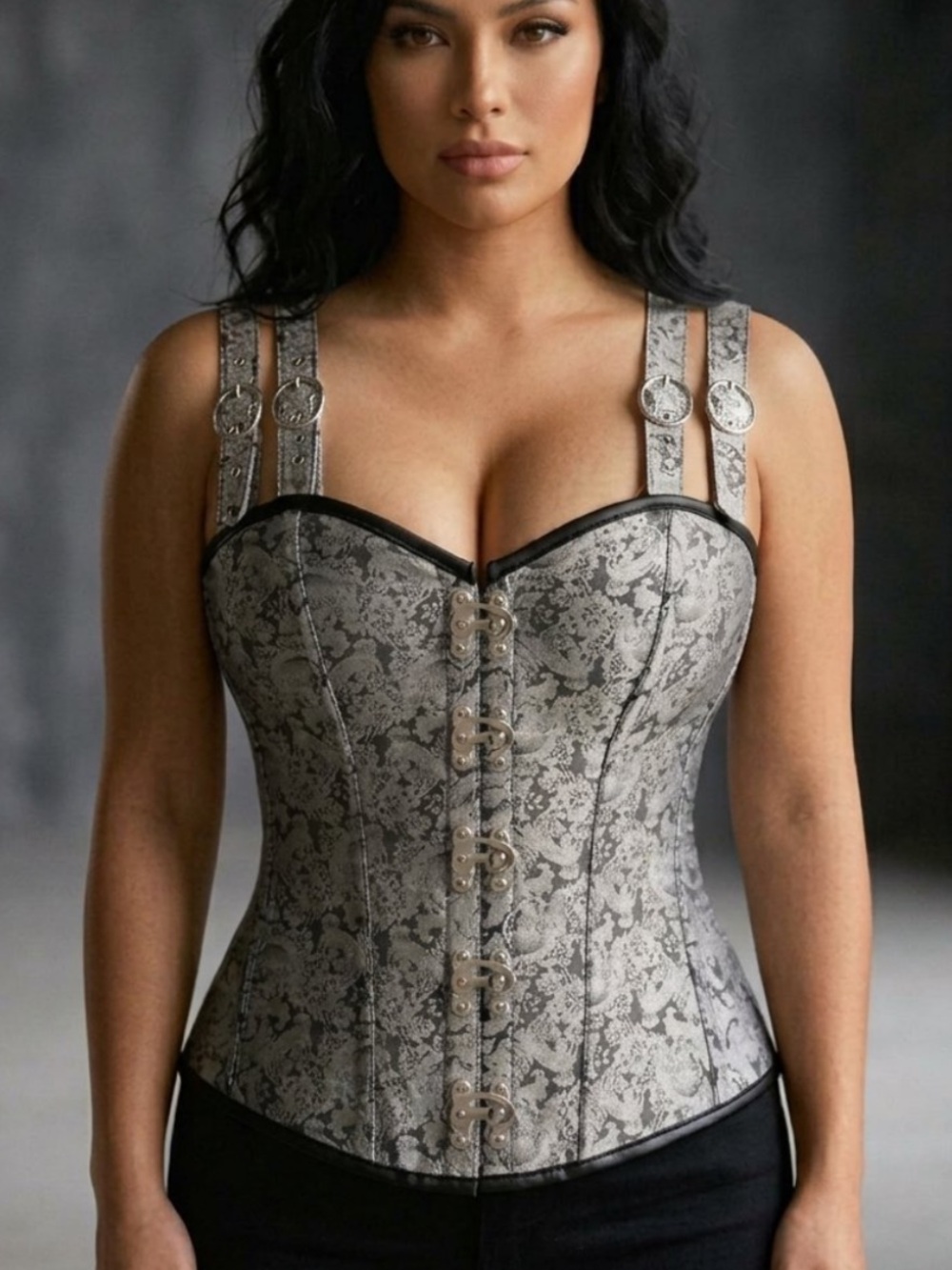 GothicXO corset damask jacquard hooks and lace size 32